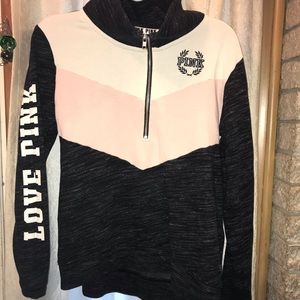 Pink Sweatshirt with collar and zipper